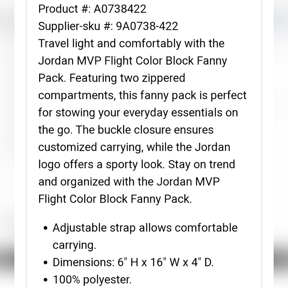 NWT Men's Jordan MVP Flight Color Block Fanny Pack - Picture 10 of 10